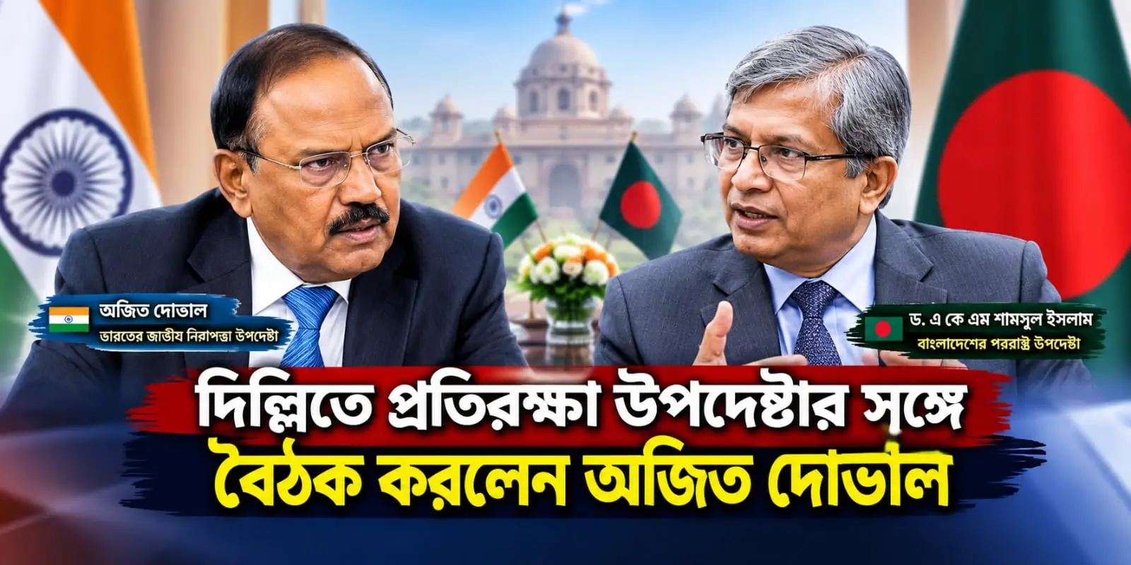 দিল্লিতে প্রতিরক্ষা উপদেষ্টার সঙ্গে বৈঠক করলেন অজিত দোভাল