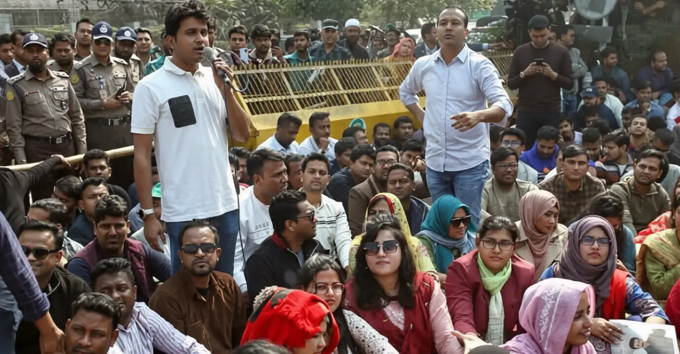 ইসির সিদ্ধান্তের প্রতিবাদে নির্বাচন ভবনের সামনে ছাত্রদলের অবস্থান